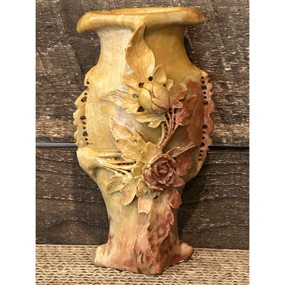 Chinese Antique Original Vintage Feng Shui Dynasty Soapstone Single Stem Vase